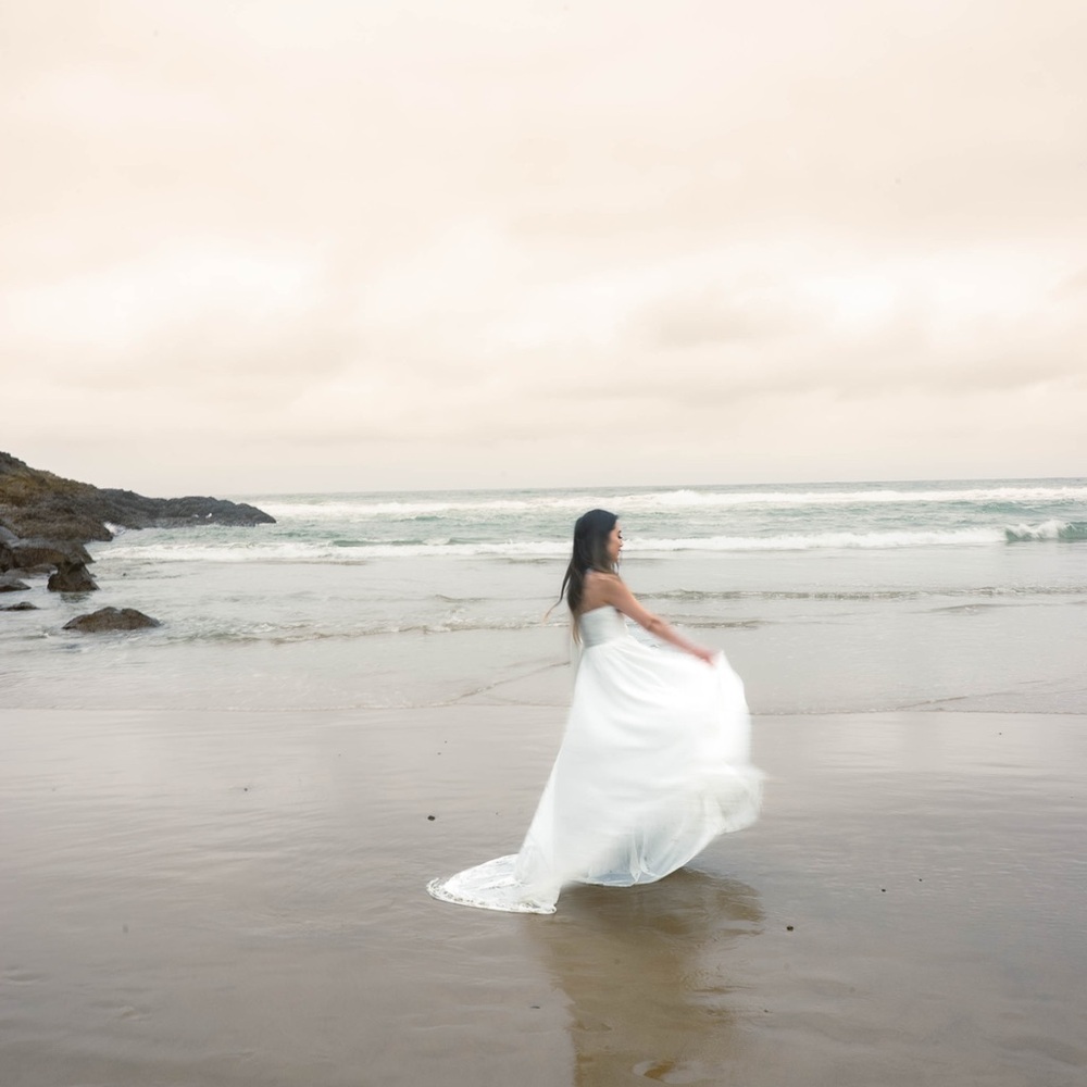 Ivory Pleated Bridal Gown
